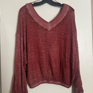 Free People Rust V-Neck Top